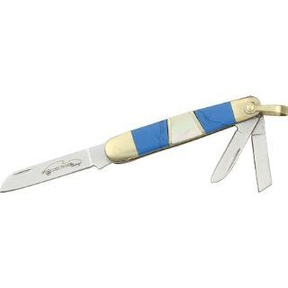 Frost Cutlery & Knives OC554TUMP Mini Whittler Pocket Knife with Turquoise & Mother of Pearl Inlay Handles Sports & Outdoors