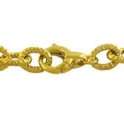 Goldkist 18k Yellow Gold over Silver Hammered Oval Link Bracelet GoldKist Gold Over Silver Bracelets