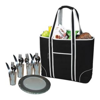 Picnic At Ascot Large Insulated Picnic Tote For Four Black