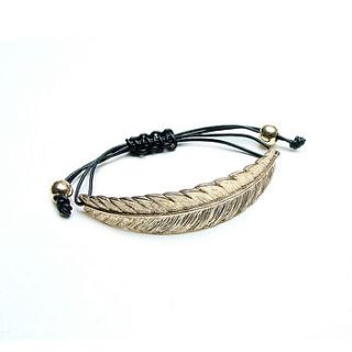 georgina feather bracelet in gold or silver by bloom boutique