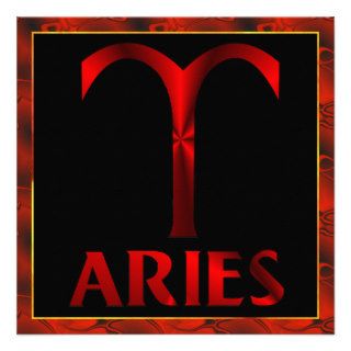 Red Aries Horoscope Symbol Personalized Invite