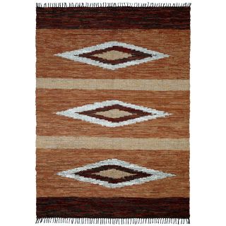 Hand woven Matador Brown Leather Rug (10 X 14)