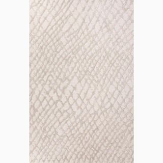 Hand made Ivory/ Gray Wool/ Art Silk Textured Rug (5x8)