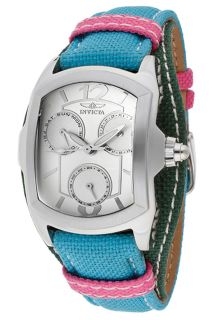 Invicta 12269  Watches,Womens Lupah Silver Dial Light Blue & Dark Green Canvas Cuff, Casual Invicta Quartz Watches