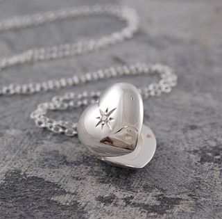 sterling silver white topaz star heart locket necklace by otis jaxon silver and gold jewellery