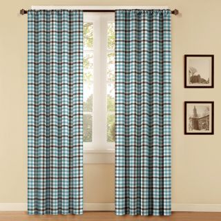 Style Selections Style Selections 84 in L Plaid Chocolate & Blue Thermal Rod Pocket Curtain Panel