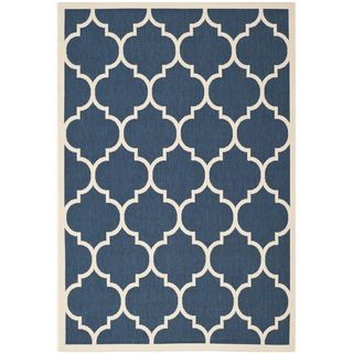 Safavieh Indoor/outdoor Courtyard Dhurrie style Navy/beige Rug (4 X 57)