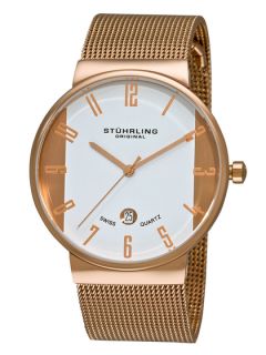 Mens Monticello Rose Gold & White Watch by Stuhrling Original