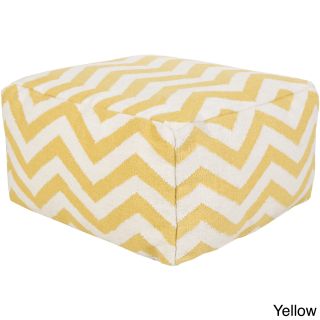 Surya Carpet, Inc Large Square Chevron 24 inch Pouf Yellow Size Specialty