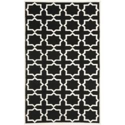 Safavieh Handwoven Moroccan Dhurrie Black/ Ivory Wool Area Rug (4 X 6)