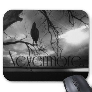 The Raven   Nevermore Sunbeams & Tree B&W Mouse Pad