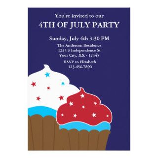 Red White and Blue Cupcakes Invitation