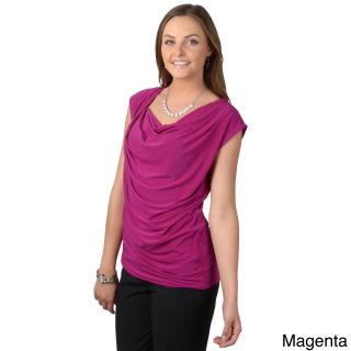 Journee Collection Journee Collection Womens Cap Sleeve Drape Neck Top Pink Size S (4  6)