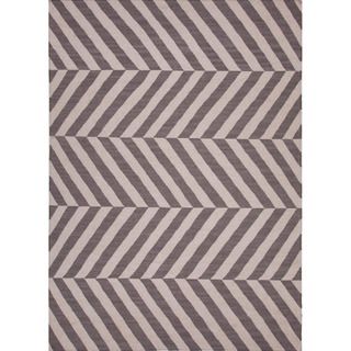 Handmade Gray/ Black Flat weave Stripe pattern Area Rug (9 X 12)