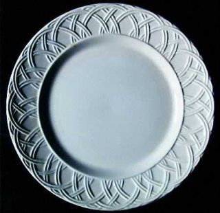 Pier 1 Basket Relief Dinner Plate, Fine China Dinnerware   All White,Embossed La