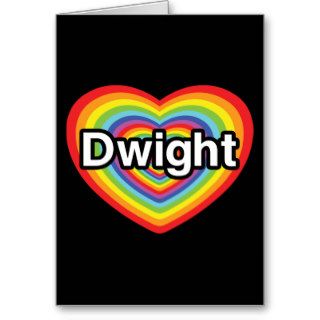 I love Dwight rainbow heart Greeting Cards