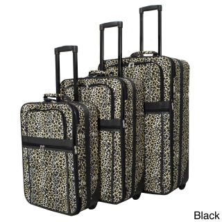 World Traveler Designer Leopard Print 3 piece Expandable Luggage Set