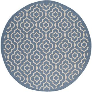Safavieh Indoor/outdoor Courtyard Blue/beige Geometric Rug (710 Round)