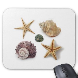 Vintage seashells shabby chic beach decor mousepads