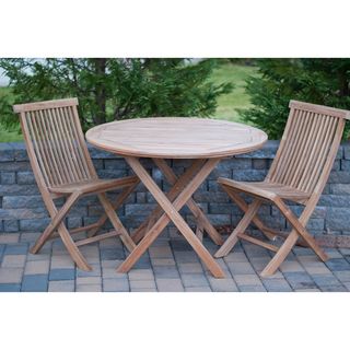 Solid Teak 3 piece Round Bistro Sets