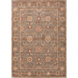 Hand tufted Traditional Oriental Pattern Green Area Rug (5 X 8)