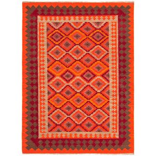 Reversible Handmade Flatweave Tribal Pattern Multicolored Rug (5 X 8)