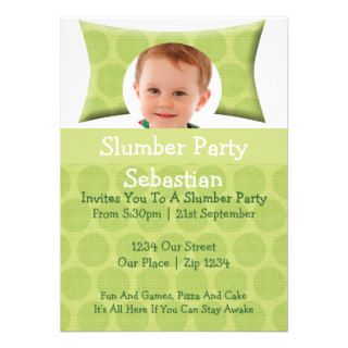 Slumber Party Green Bed Customizable Template Personalized Announcements