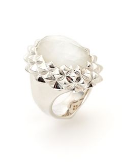 White Mother of Pearl Oval Superstud Ring by Stephen Webster
