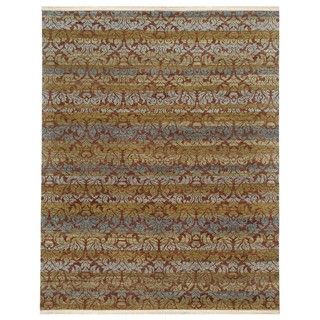 Hand knotted Beige/ Brown Oriental Pattern Wool Rug (6 X 9)