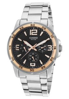 Casio MTP 1299D 1AVDF  Watches,Mens Stainless Steel Bracelet Rose Tone Bezel Black Dial, Dress Casio Quartz Watches