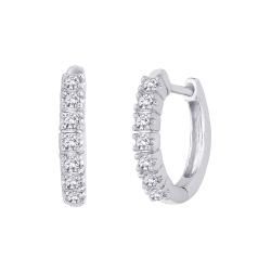 10k White Gold 1/4 TDW Diamond Huggie Hoop Earrings (G H, I2 I3) Diamond Earrings