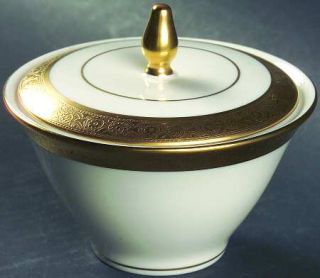 Haviland Athena (New York) Sugar Bowl & Lid, Fine China Dinnerware   Ny, Gold En
