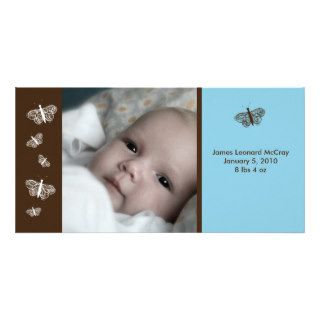 Butterfly Baby Boy Photo Announcement Photo Card Template