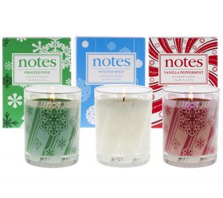 NOTES S/3 9oz. Holiday Candles w/ Gift boxes by NEST Home Fragrance —