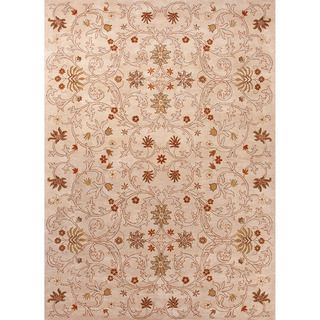 Hand tufted Transitional Oriental Pattern Yellow Area Rug (5 X 8)