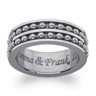 Mens 7.0mm Engraved Bead Spinner Band in Stainless Steel (25