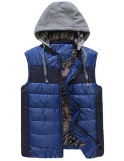SSLR Men's Thick Thermal Hooded Quilted Vest Coat (Small, Blue) at  Mens Clothing store
