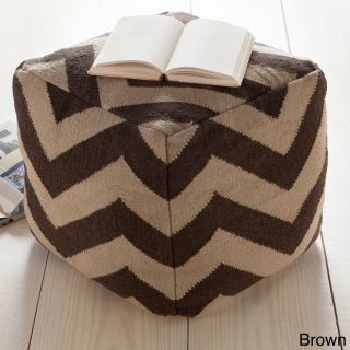 Surya Carpet, Inc Wave Large Chevron 18 inch Cube Pouf Brown Size Specialty
