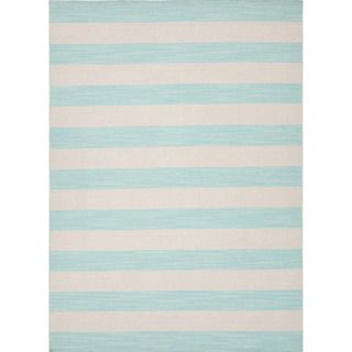 Handmade Flat Weave Stripe Pattern Blue Rug (2 X 3)