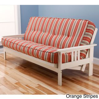 Kodiak Furniture Beli Mont Multi flex Antique White Wood Futon Frame With Innerspring Mattress Set Orange Size Full