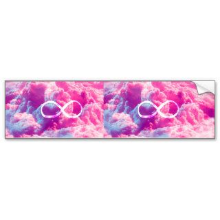 Girly Infinity Symbol Bright Pink Clouds Sky Bumper Stickers