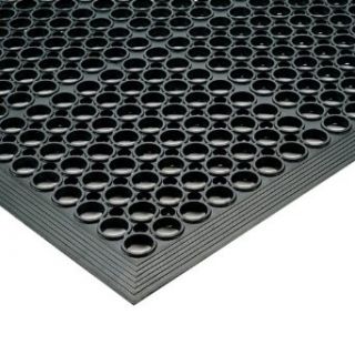 NoTrax Rubber 562 Sanitop Anti Fatigue Drainage Mat, for Wet Areas, 3' Width x 10' Length x 1/2" Thickness, Black Floor Matting