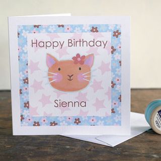 personalised girls kitten birthday card by moobaacluck