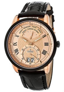 Charmex of Switzerland 2147  Watches,Mens Zermatt Havana Dial Rose Gold Plated Stainless Steel, Casual Charmex of Switzerland Quartz Watches