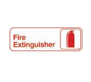 Tablecraft 3 x 9 in Sign, Fire Extinguisher, Red on White, Adhesive Back