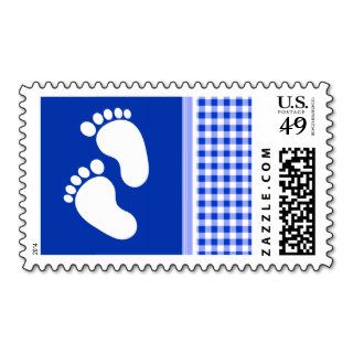 Elegant Blue Gingham; Checkered Postage