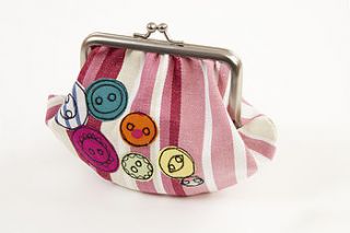 embroidered button metal frame purse by lizzie searle