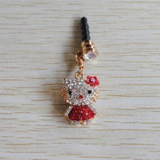 Kitty Rhinestone (JP 564 Red) Dust Plug / Earphone Jack Accessory / Ear Cap / Ear Jack for Iphone / Samsung / HTC Cell Phones & Accessories