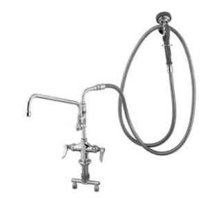 T&S Brass B 0176 Spray Assembly Single Hole Base with 4 Inch Spreader and 12 Inch Add On Faucet Angled Spray Valve   Faucet Spray Hoses  