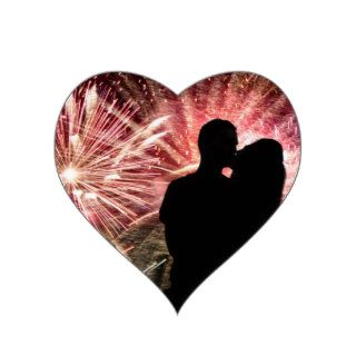 Fireworks Couple Kissing Silhouette Sticker